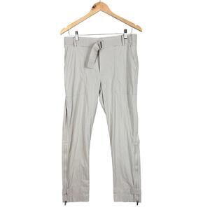 Athleta Trekkie Belted Pant 10 Birch Gray Hiking Lightweight Outdoor Ankle Zip